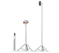 71'' Phone Tripod Stand, Extendable Reinforced Aluminum Phone Stand with Wireless Remote, Stable Cellphone Tripod Compatible with iPhone 14/13/12 Galaxy S23/S22 Huawei (White)