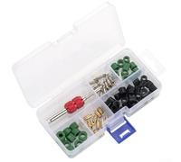 71-Piece AC Valve Core Removal Tool Kit with Brass Hose Adapters, Rubber Seals & Gaskets for Automotive A/C Repair - Compatible with 4mm to 19mm V