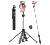 71" Quadrapod, All in One Selfie Stick Tripod with Remote & Phone Holder, Extendable Cell Phone Tripod with 1/4" Screw, Travel Tripod Stand for Cell Phone & Camera Compatible with iPhone, Android