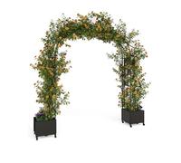 71" Tall Garden Arch Trellis for Climbing Plants - Metal Wedding Arch with Planter Box, Flower Frame Backdrop Stand - Rustproof Arbor for Wedding, Party, Balloon Decor & Outdoor Plant Support