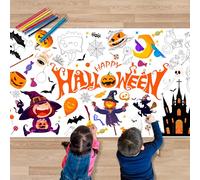 71 x 31.5 Inch Giant Halloween Coloring Tablecover, Happy Boo Jumbo Poster for Halloween Party Decorations Activity Games