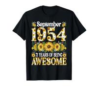 71 Year Old Floral September 1954 71st Birthday Gifts Women T-Shirt