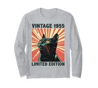 71 Years Old Gift Vintage 1955 Cat Lover 71st Birthday Retro Long Sleeve T-Shirt