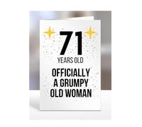 71 Years Old, Officially a Grumpy Old Woman Card, Funny, Joke, Gift, 71st Happy Birthday, Presents for Mum, Mummy, Grandma, Wife, Aunt, Her, Female, A5-164_114