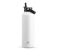 710 ml Travel Water Bottle for Teens: Standard Mouth, Leakproof, BPA-Free, Easy Hold Handle, Insulated Stainless Steel Thermos with Straw for School, Outdoors, Running, Camping, Sport (Frost White)