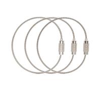 711L Utility Loops 3 PCS Pack 1.5mm 5.9" Stainless Steel- Metal Cable Keychains Wire Keyrings for EDC Tools, Silver