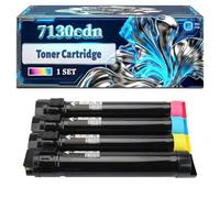 7130cdn Toner Cartridge Compatible for Dell 7130dn 7130cdn Printers, With Chip Large Capacity 19000 Pages (4-Pack BK/C/M/Y)