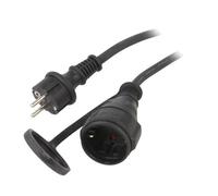 71472 extension cable sockets: 1 PVC black 3x1.5mm² 5m 10A Goobay