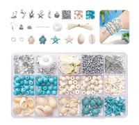715 Ocean Jewellery Making Kit, Bracelet Making Kits, Sea Turtle Beads, Shell Beads and Starfish Bead Set, Shell Bead for Jewellery Makings, Ocean Hawaii Turtle Charms for Bracelet for DIY Kits