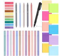 718Pcs Book Annotation Kit Include 500 Sticky Book Tabs with 12 Aesthetic Highlighters Point 5 Gel Pens 200 Pad Sticky Tabs Transparent Sticky Notes Tabs 1 Ink Pen for School Office Annotating Books