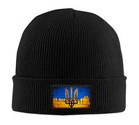 719 Cap Symbols of Ukraine, Coat of Arms of Ukraine, Ukrainian Flag, Trident Knitted Beanie Cap Warm Beanie Hat Outdoor Beanie Hats for Fishing, Climbing, Skiing