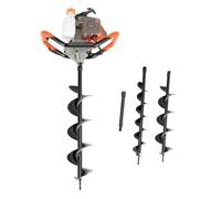 71cc 2-Stroke Earth Auger 2300W Augers & Posthole Diggers 0-300rpm Fence Post Auger 1L Fence Post Hole Borer with 3 Drill Bits Diameter (100, 150, 200mm) 30.5cm Extension