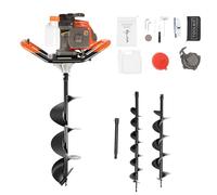 71cc 2-Stroke Petrol Earth Auger Fence Post Hole Borer Kit,Single Cylinder Air-cooled Petrol Earth Drill with 3 Drill Bit Diameter (100, 150 200mm)and Extension