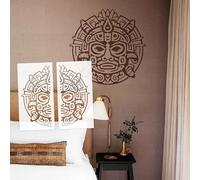 71cm Pre Hispanic Tlaloc Deity Face Stencil Wall Large Extra Painting Mural Reusable Plaster Decorative Patterns XL Scale Design S658