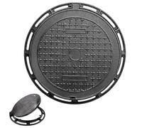 71cm Round Cast Iron Manhole Cover - Heavy-Duty Steel Reinforced Septic Lid Slip-Resistant Drain Cover for Driveway Concrete and Yard - t Design