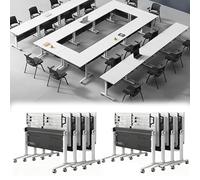 71in Folding Conference Table with Wheels Flip Top Rolling Meeting Tables for Office & Classroom Modular 8-Pack Space-Saving Design Easy Storage Versatile Meeting Solution