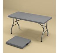 71in Portable Folding Camping TableLightweight Plastic Outdoor Table for BBQ Grill Picnic Wedding KitchenEasy Storage Gray Color