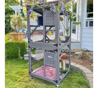 71Inches Outdoor Catio Cat Enclosure, Kitty House Indoor with Perches and Condos Large Cat Shelter -Waterproof Catio Shelter with Wheels