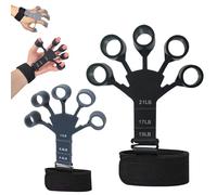 71Nmly 2pack Finger Strengthener Hand Grip Strengthener,6 Resistant Level Bands Silicone Wrist Stretcher,Guitar Exercise Trainer earm Muscle Training Sports, black+grey (BR2)
