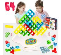71Nmly 64PCS Tetra Tower Balance Game Tower Balance Stacking Team Building Blocks Board Game Stress Relief Toy DIY Swing Stack High Puzzle Stacking Blocks Interactive Toy for Kids Adult