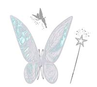 71Nmly Fairy Wings,Princess Butterfly Fairy Wings for Kids Adult,Costume Angel Wings,Sparkling Sheer Wings for Birthday Chrismas Themed Party Halloween (White)