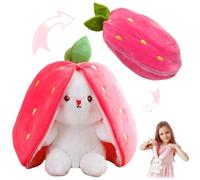 71Nmly Reversible Plush Bunny Toy,Bunny Stuffed Animal,Rabbit Muppet Toys,Cuddle Bunnies Toys,Strawberry Plush Cute Bunnies Plushie Toys For Boys Girls Kids & Adults Ideal Fluffy Gift(Strawberry)