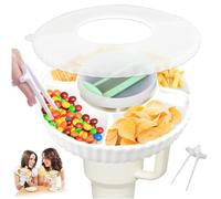 71Nmly Silicone Snack Bowl with Lid Compatible with Stanley Cup 40oz,White Stanley Cup Snack Tray with a Small Chopstick,Reusable Ring with 4 Compartments for Candy,Popcorn,fits car,Movie Theater