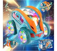 71Nmly Speedlite Dynamic Gear-Powered Car Age 12+ with LED Lights & Sounds, Transparent Body, Color Changing, Tipping Bucket Spinning, Children's Light Up Toy Car