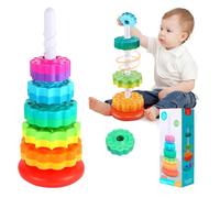 71Nmly Spinning Stacking Toys Baby Spinning Toy Rainbow Tower Stress Relief Stacking Rings Game Kids Stackable Educational Toy for Toddlers Montessori Plugging Family Games for 12 Months