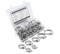 71Pcs Jubilee Clip Stainless Steel Hose Clips Adjustable 6-38mm Range Hose Clamps Pipe Clips Assortment with Screwdriver and Storage Case, 7Sizes