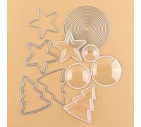 71Pcs/Set Dimensional Shaker Domes With Metal Cutting Dies for Card Making Semicircle Stars Christmas Trees Shape Clear Puffy Shaker Covers Coordinate for Paper Crafting Arts Shaker Window Blister