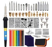 71Pcs Wood Burning Kit, Block Burn Pyrography Pen, Engraving Craft Kit with Pyrograph Basics and 60W Adjustable Temperature Soldering Irons Tool for Carving, Soldering, Crafts