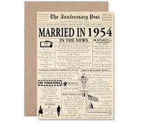71st Anniversary Card for Men Women - Newspaper Married in 1954 - Happy 71 Year Wedding Anniversary Card for Wife Companion Partner Husband, A5 Anniversaries Greeting Cards