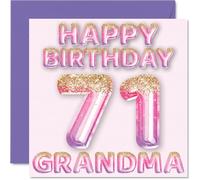 71st Birthday Card for Grandma, Pink & Purple Glitter Balloons