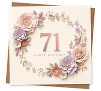 71st Birthday Card for Her, Floral Paper Cut Design, Happy 71st Birthday Greeting Card