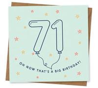71st Birthday Card for Her, Funny Stars Balloon Design