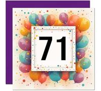 71st Birthday Card for Men Women - Any Age - Balloon Birthday Card for 71 Year old Woman Nan Grandma Mum Aunt Ladies Nan Friend Sister Seventy One Seventy First Nanny