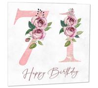 71st Birthday Card for Women - Floral 71st Birthday Cards for 71 year old woman Seventy One Seventy First Ladies Nan Grandma Mum Aunt Sister granny