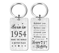 71st Birthday Gift for Women Men Male Female - 71 Year Yr Old Birthday Keyring for Him Her 1954 Birthday Woman Man