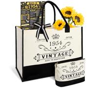 71st Birthday Gifts for Her Canvas Tote Bag Travel Gear, Unique 71 Years Old Birthday Gifts for Girlfriend Sister Friends Women, Vintage 1954 Handbag & Cosmetic Bag & Back in 1954 Poster, White