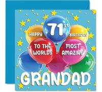 71st Grandad Birthday Card - World's Most Amazing Grandad - Happy 71st Birthday Card from Grandson Granddaughter, 145mm Age 71 Greeting Cards for Grandpa
