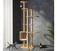 72.1-Inch Cat Tree for Indoor Cats Large Adult, 4 Bowl,12 Sisal Scratching Posts,1 Cat cage,Top Perch, Toy Balls,Larg Large cat Tree,Wood cat Tree,(YN-105)