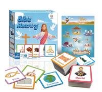 72 (36 Pairs) Bible Trivia Memory Matching Game with Poster and Online Trivia Language Learning Games for Kids -Early Education ESL and Language Immersion