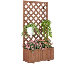 (72.5 x 31.5 x 149.5 cm, Orange) Outsunny Wood Planter with Trellis