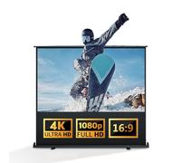 72 80 92 inch Mobile Floor Pull Up Projection Screen, 3D 4K Ultra HD Retractable Movie Screen for School Home Theatre Cinema Office(80"(16:9))
