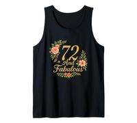 72 And Fabulous Floral 72nd Birthday Celebration Funny Tank Top