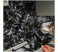 72 Black Marble Tile Stickers 15x15cm 6x6 for Bathroom Kitchen Peel N Stick Granite Tile Decals Transfers