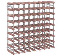 72 Bottle Wine Rack Solid Pine Brown with Galvanised Steel 80 x 22.5 x 80 cm Standing with Wall Mount for Stylish Storage and Rustic Design