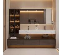72" Floating Bathroom with Double Sink LED Defogging Mirror Wall-Mounted Sto Modern Design Temperature/Time Display - Ideal for Bathrooms