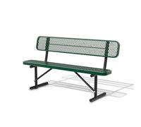 72" Heavy Duty Steel Park Bench - Outdoor Metal Picnic Bench with Backrest for Garden Yard Patio School & Commercial Use - Seating for Malls & Parks